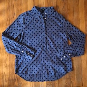 J. Crew Popover Navy Dot Shirt
